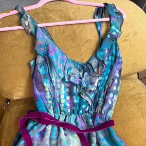 Max & Co Sleeveless Summer Midi Dress, mixed pattern, velvet belt